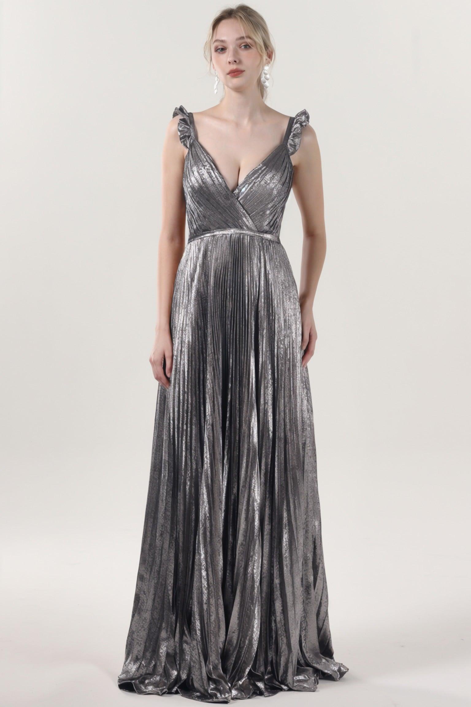 A-Line Maxi Metallic Formal Dress CS0655 - COCOMELODY