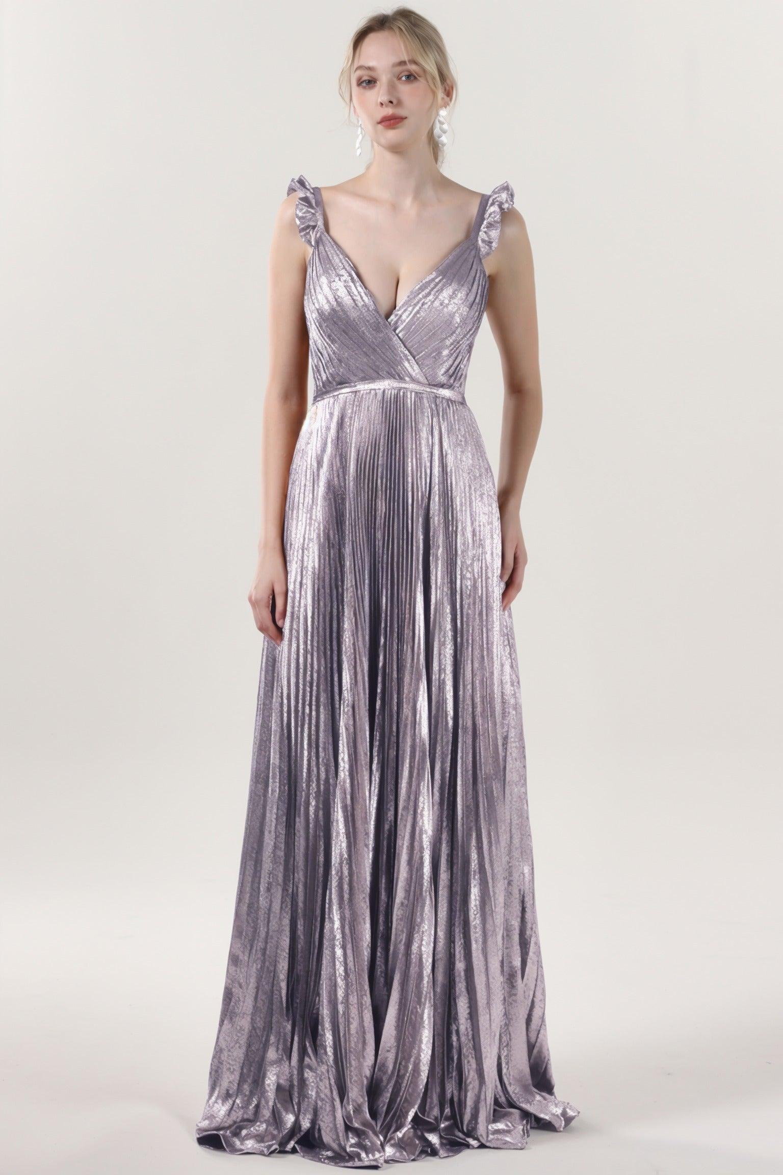 A-Line Maxi Metallic Formal Dress CS0655 - COCOMELODY