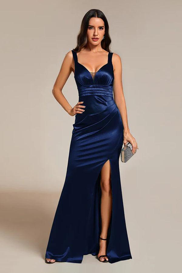 Trumpet-Mermaid Floor Length Satin Dress CS0669 - COCOMELODY