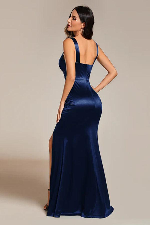 Trumpet-Mermaid Floor Length Satin Dress CS0669 - COCOMELODY
