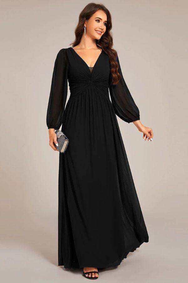 A-Line Maxi Chiffon Dress CS0681 - COCOMELODY