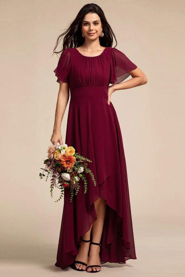 Asymmetrical Maxi Chiffon Dress CS0684 - COCOMELODY