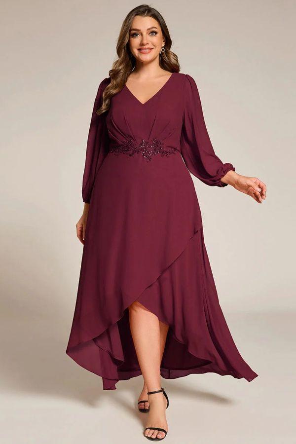 A-Line Midi Chiffon Dress CS0686 - COCOMELODY