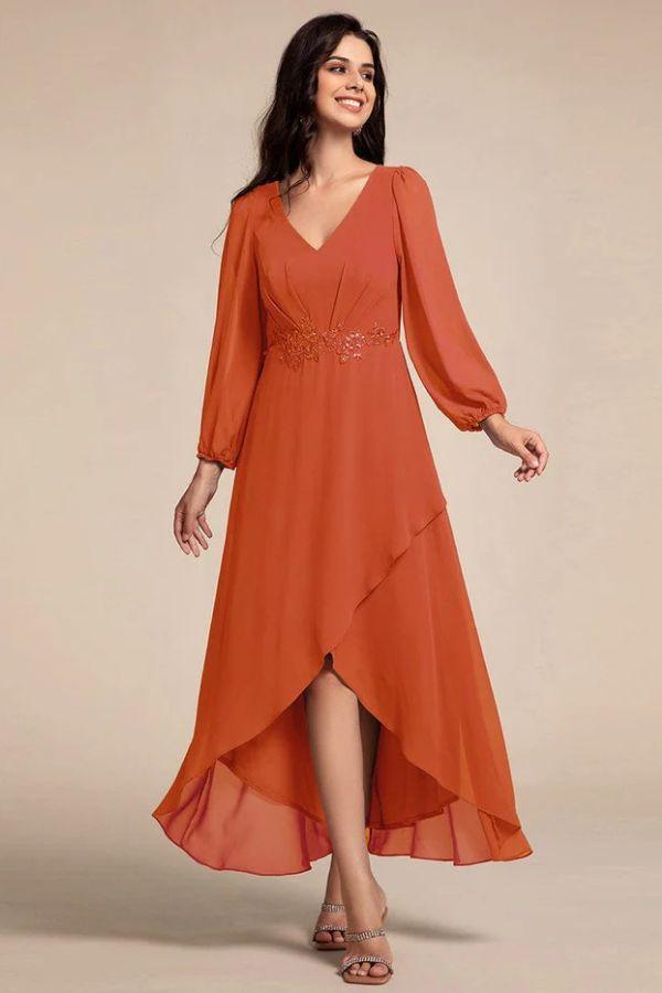 A-Line Midi Chiffon Dress CS0686 - COCOMELODY