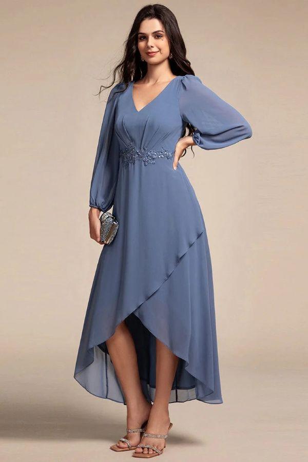 A-Line Midi Chiffon Dress CS0686 - COCOMELODY