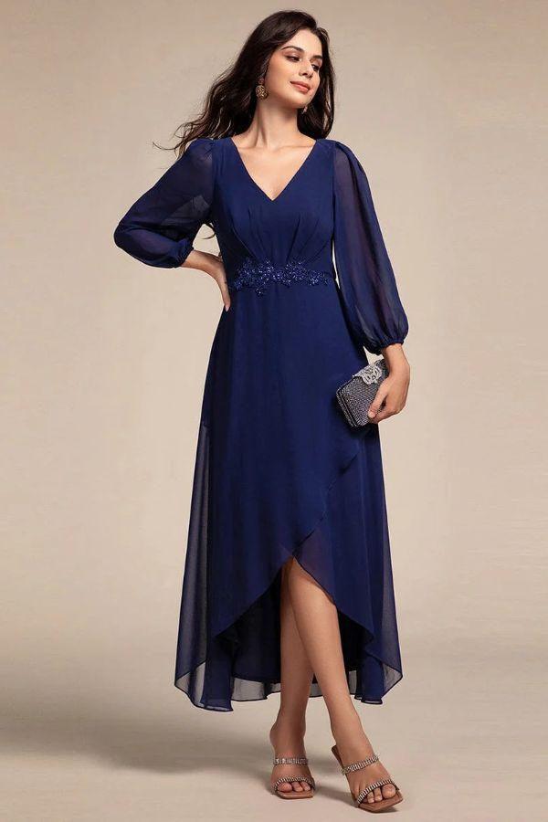 A-Line Midi Chiffon Dress CS0686 - COCOMELODY