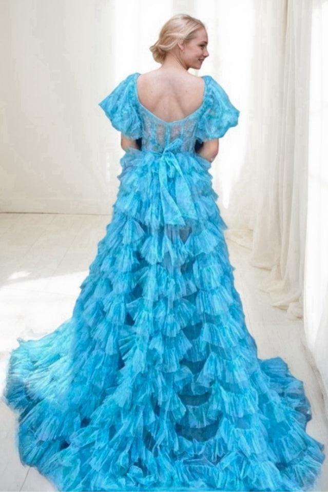 A-Line Court Train Tulle Prom Dress CS0704 - COCOMELODY