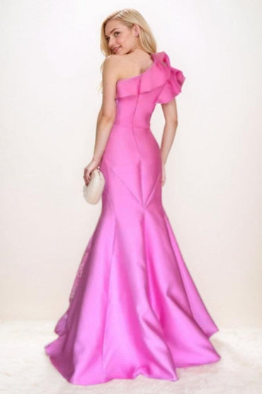 Trumpet-Mermaid Sweep-Brush Train Satin Prom Dress CS0712 - COCOMELODY