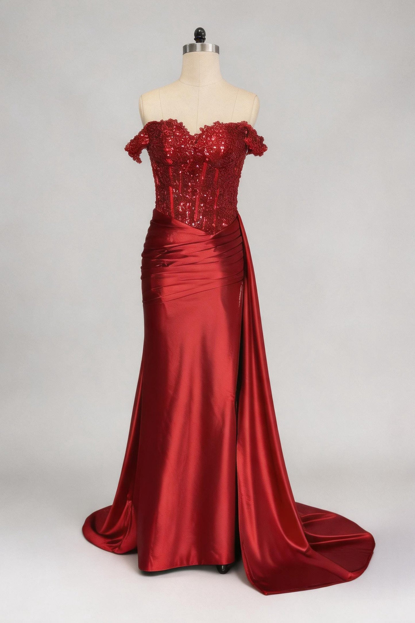 Mermaid Sweep-Brush Train Elastic Silk like Satin Prom Dress CS0714