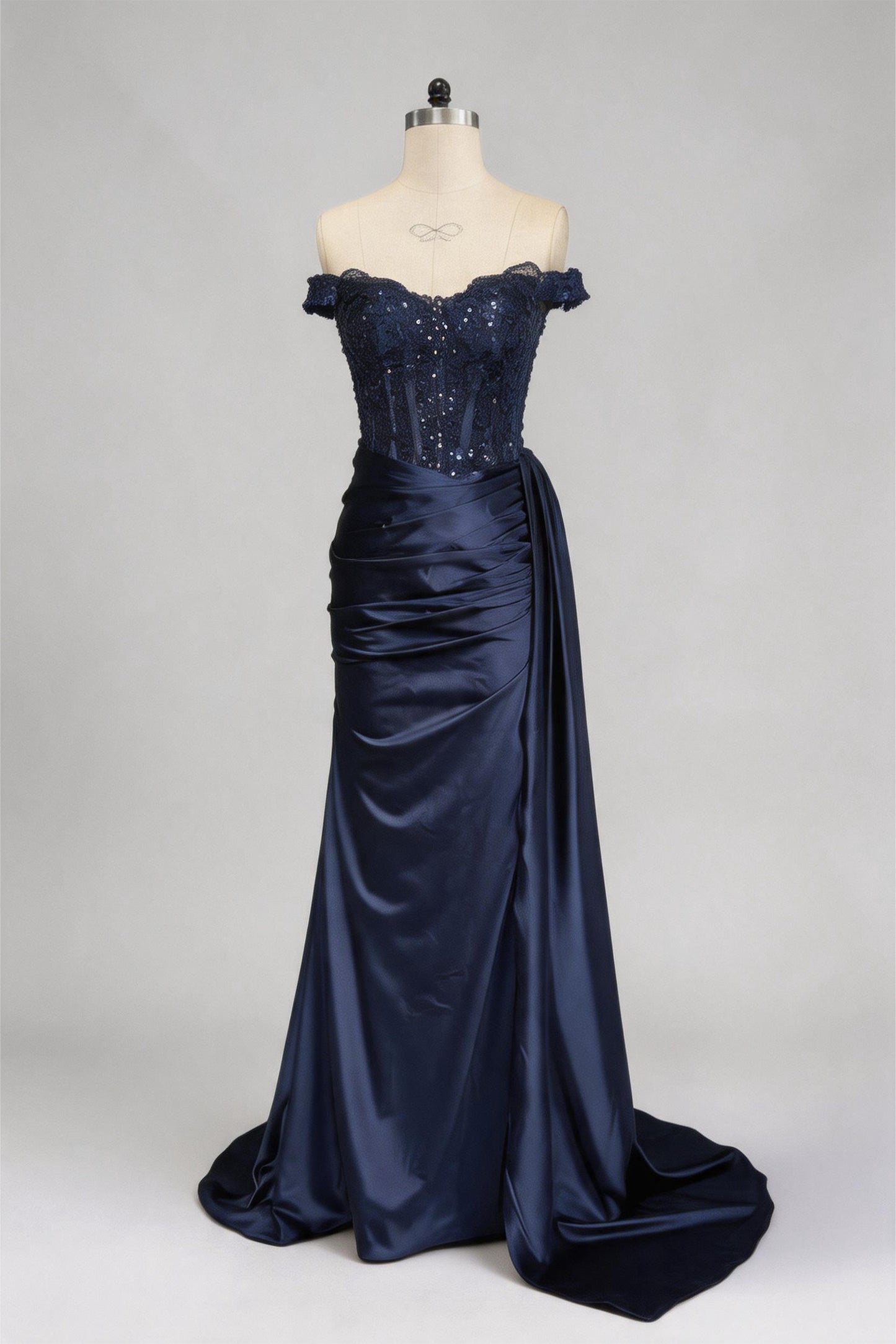 Mermaid Sweep-Brush Train Elastic Silk like Satin Prom Dress CS0714