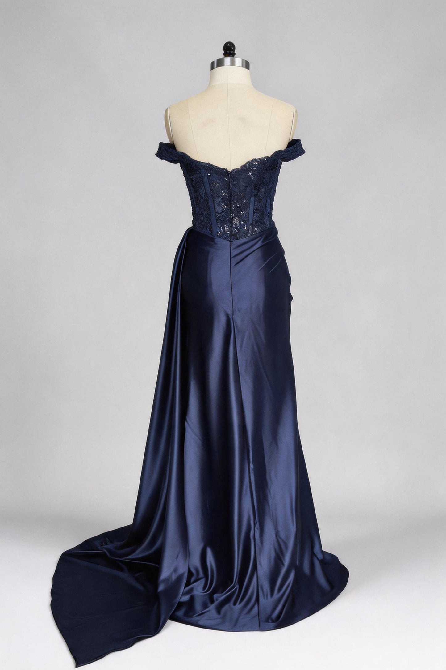 Mermaid Sweep-Brush Train Elastic Silk like Satin Prom Dress CS0714