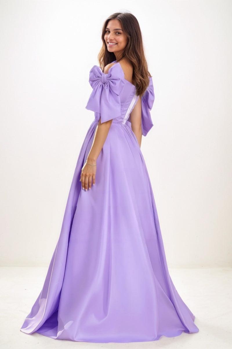 Sweet & Flow A-Line Off-The-Shoulder Satin Prom Dresses CS0750 - COCOMELODY