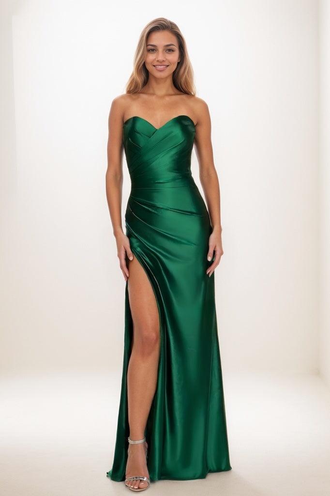 Sweetheart High Split Sweep Train Satin Prom Dresses CS0809 - COCOMELODY