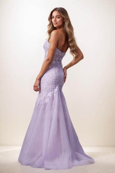 Trumpet Sweetheart Sleeveless Lace Tulle Prom Dresses CS0819 - COCOMELODY