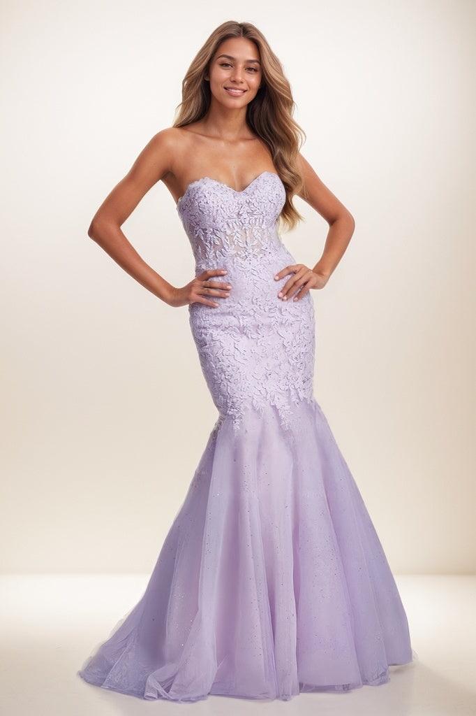 Trumpet Sweetheart Sleeveless Lace Tulle Prom Dresses CS0819 - COCOMELODY