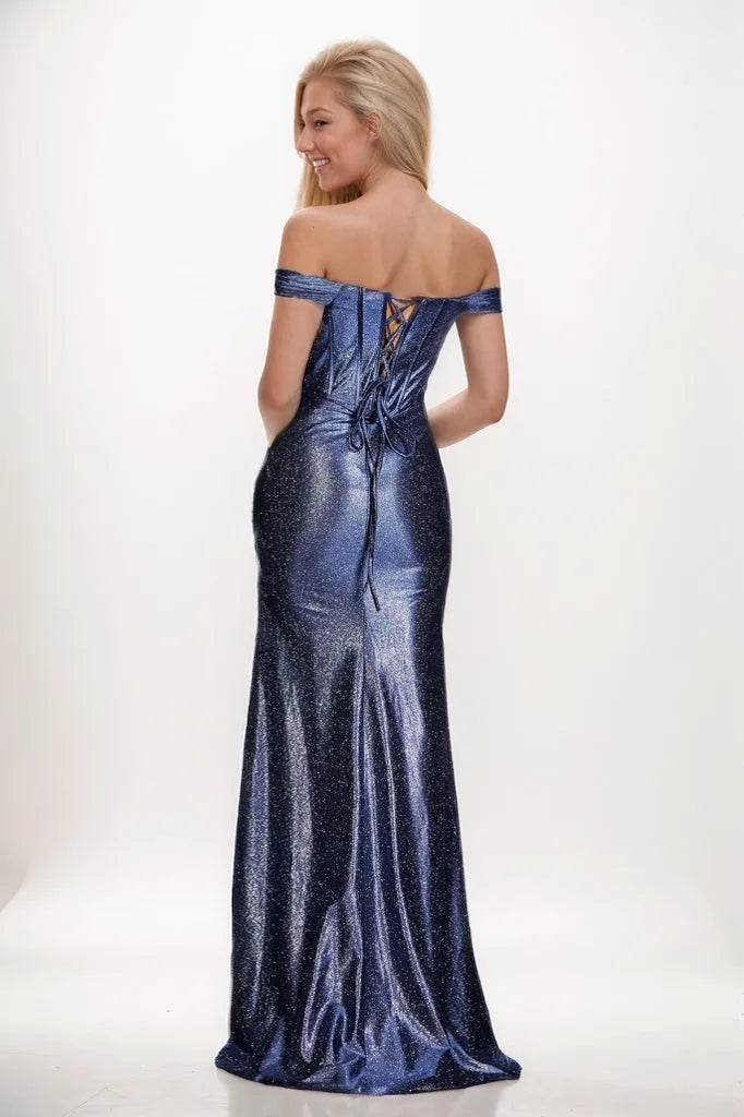 Stretch Satin Off The Shoulder Prom Dresses CS0921