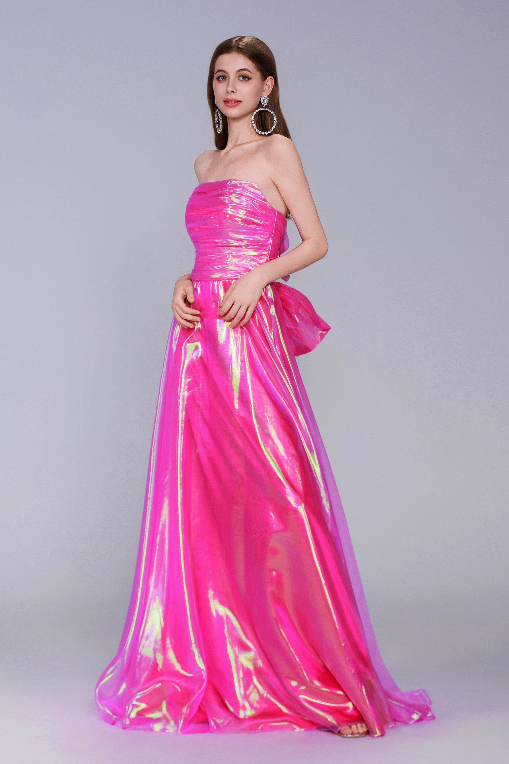 A-Line Sweep-Brush Train Organza Prom Dress CS0954 - COCOMELODY