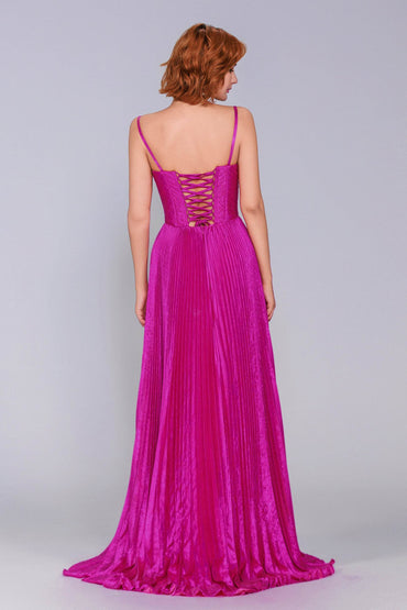 A-Line Maxi Metallic Prom Dress CS0963 - COCOMELODY