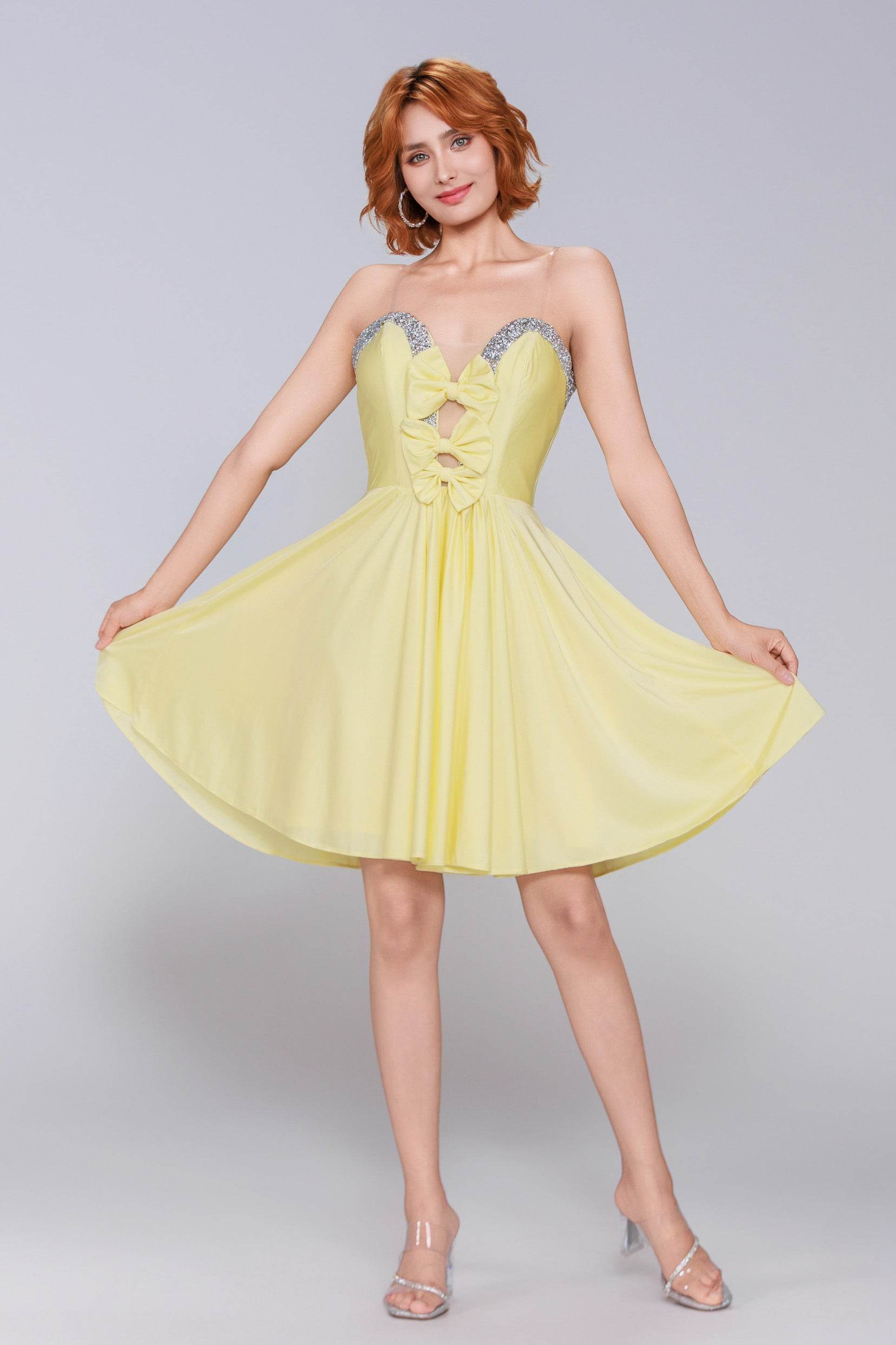 mini yellow homecoming dress mini yellow dress Short Yellow Chiffon Ruffle Dress -parroquiadesanalbertomagno.com