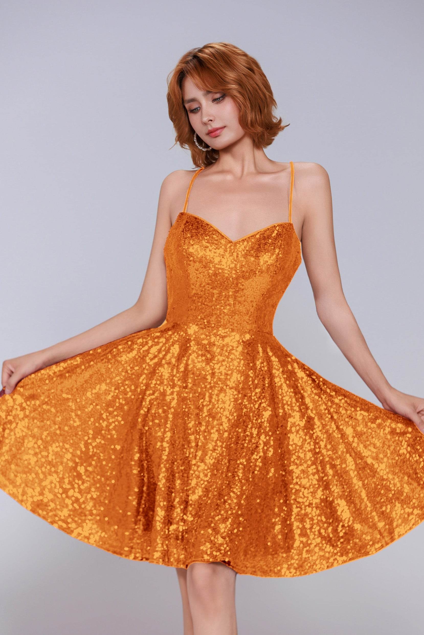 A-Line Mini Sequined Homecoming Dress CS0983 - COCOMELODY