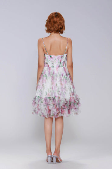 A-Line Mini Printed Gauze Homecoming Dress CS0988 - COCOMELODY