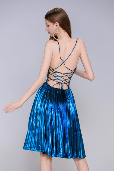 A-Line Mini Metallic Homecoming Dress CS0990 - COCOMELODY