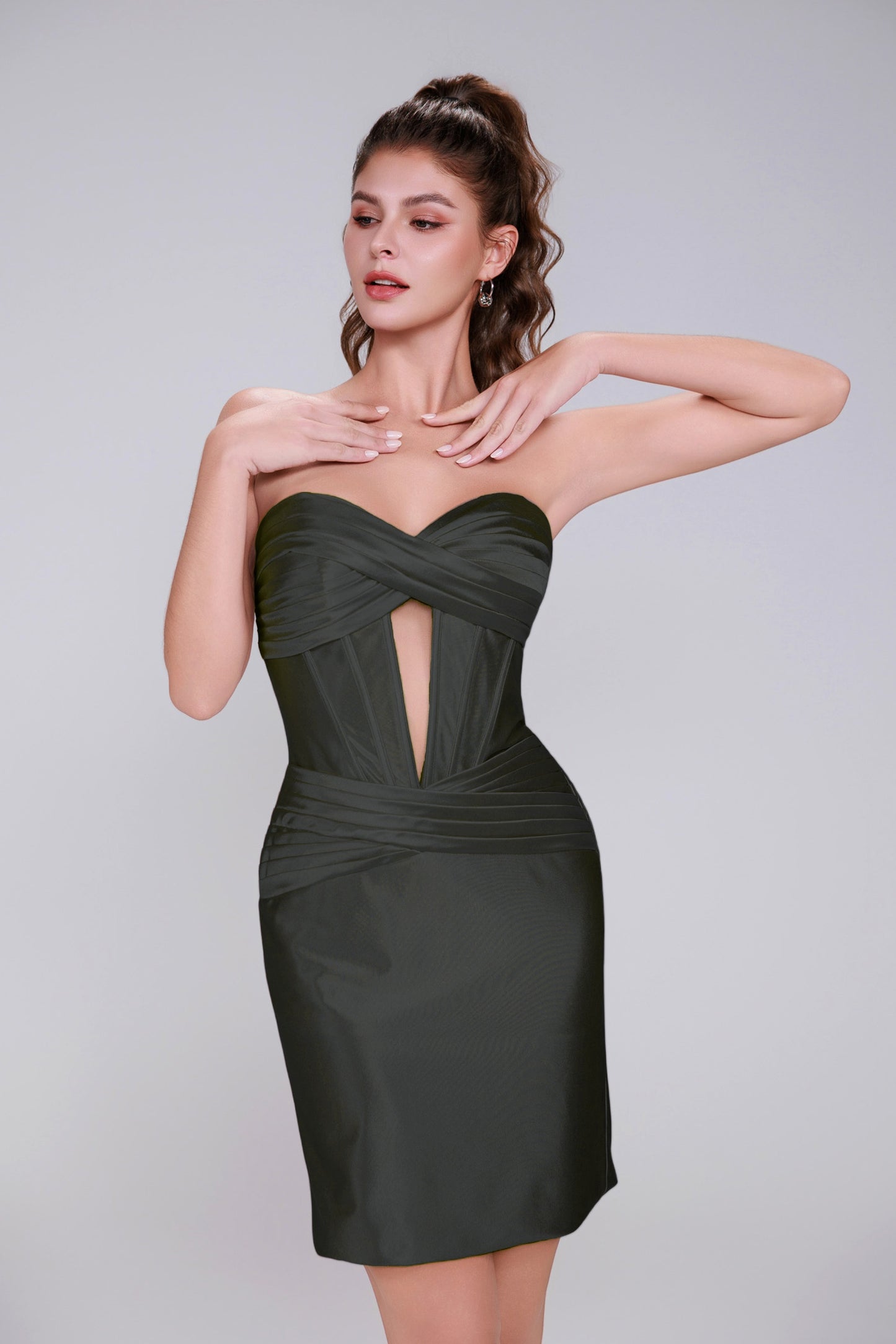 Sheath-Column Mini Stretch Satin Homecoming Dress CS0991