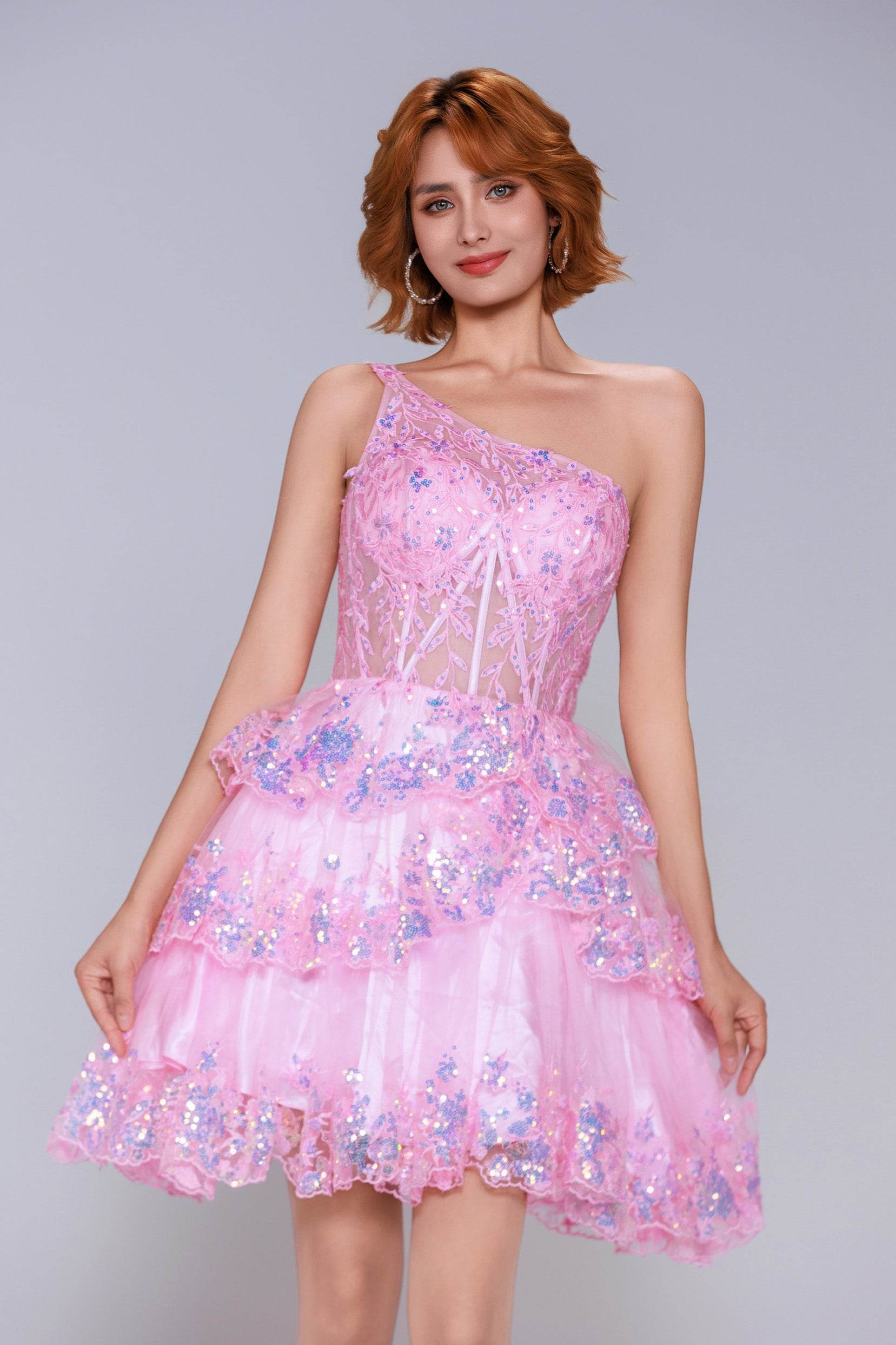 Ball Gown Mini Tulle Short Homecoming Dresses COCOMELODY CS1011, Living Coral Ball Gown Mini Tulle Short Homecoming Dresses COCOMELODY CS1011, Living Coral