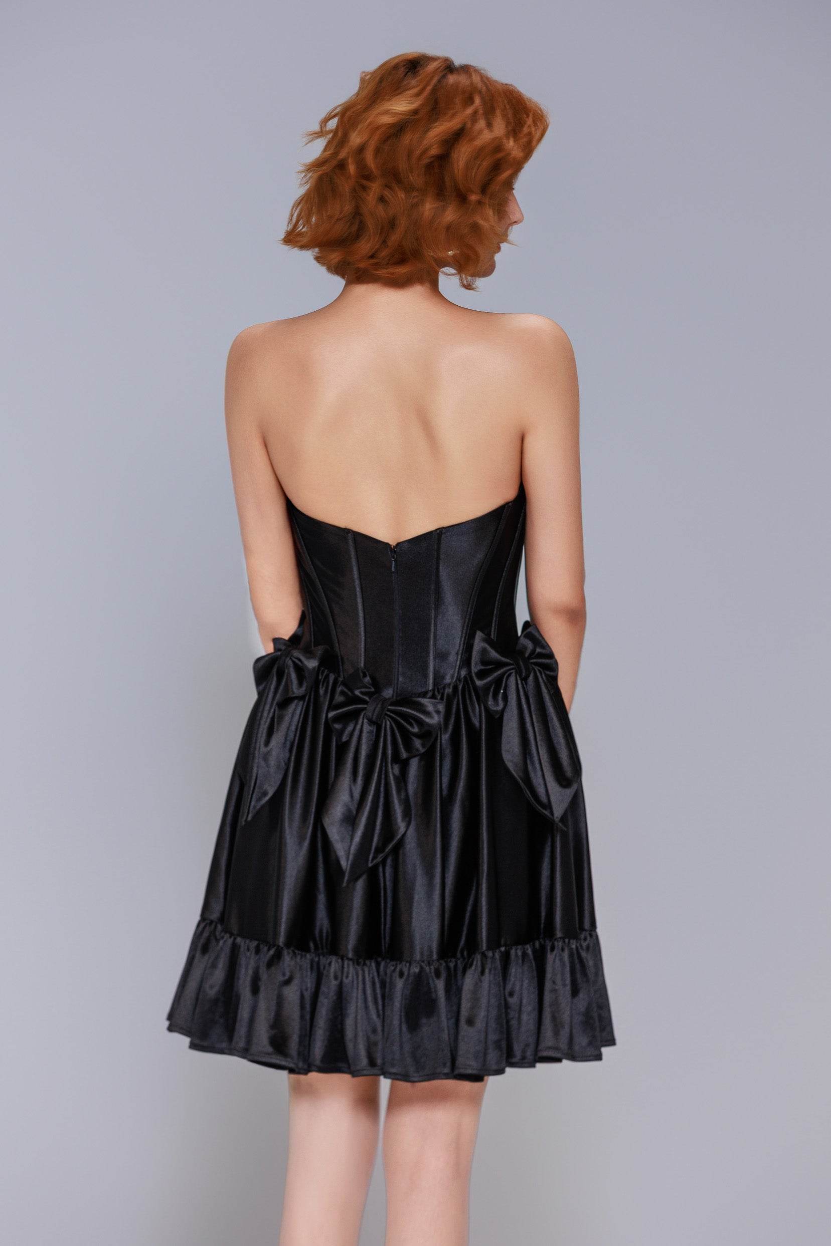 A-Line Mini Stretch Satin Black Homecoming Dresses COCOMELODY CS1015, Black A-Line Mini Stretch Satin Black Homecoming Dresses COCOMELODY CS1015, Black