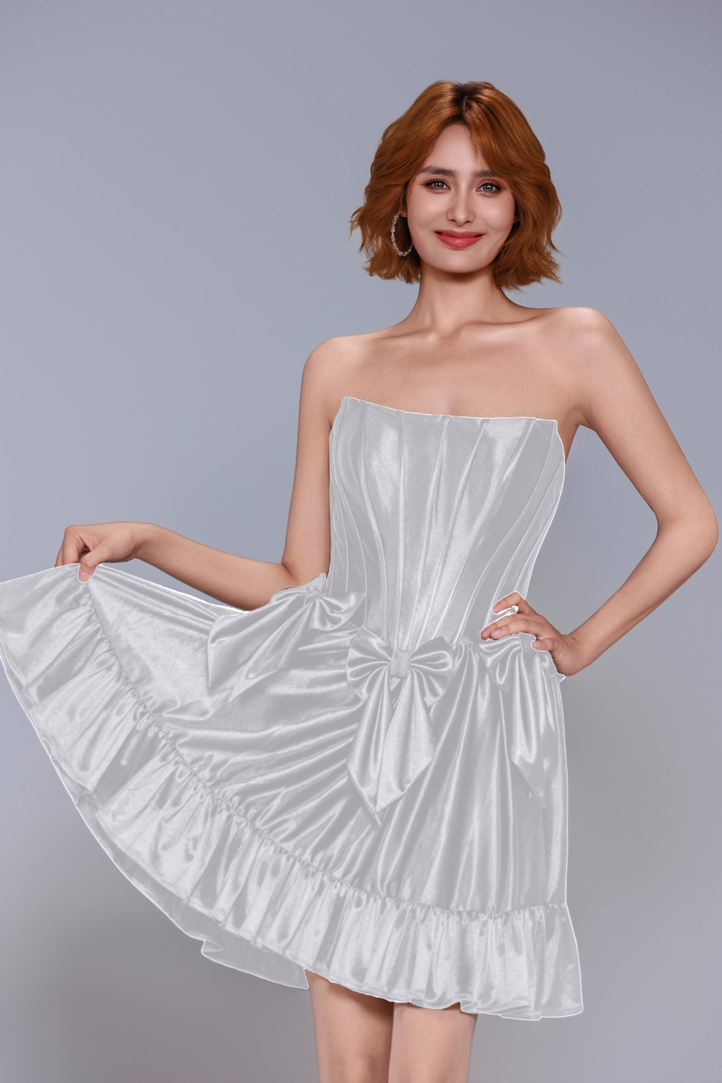 A-Line Mini Stretch Satin Homecoming Dress CS1015