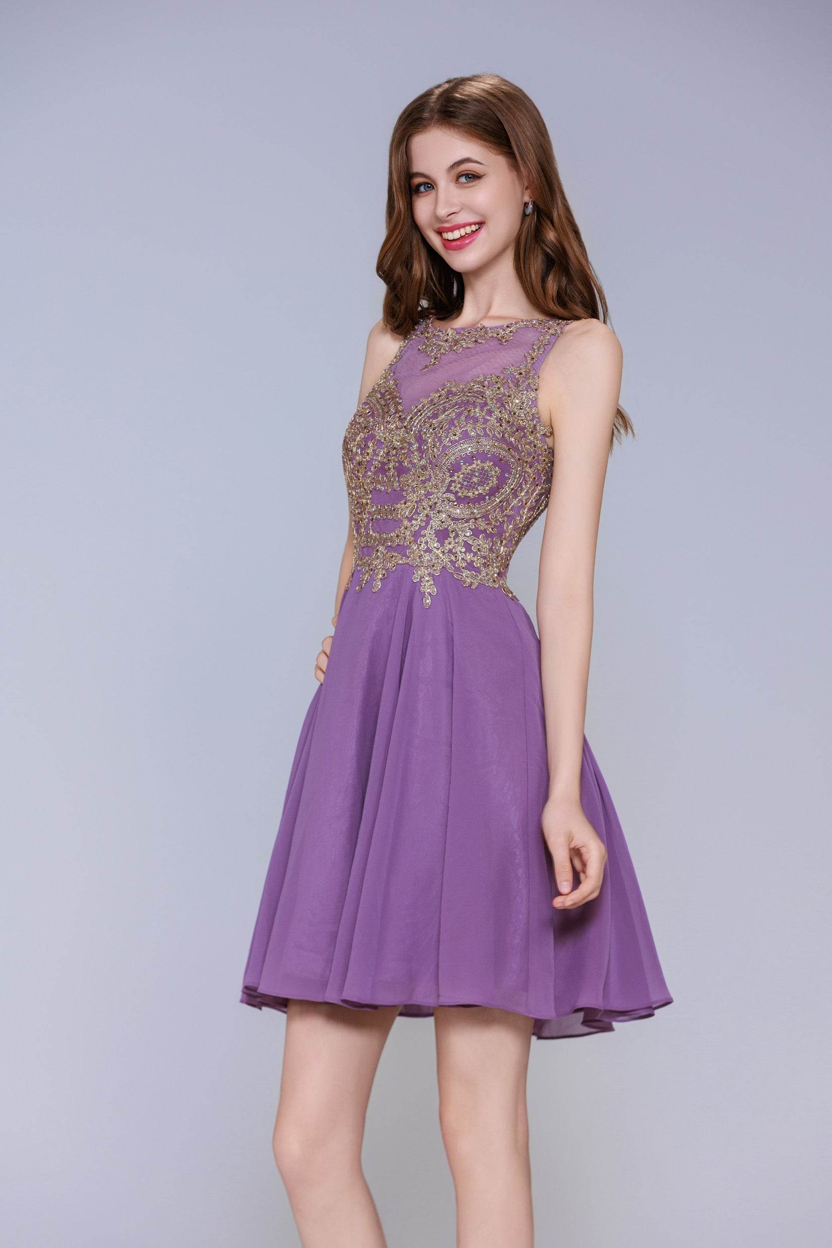 A-Line Mini Chiffon Homecoming Dress CS1021 - COCOMELODY