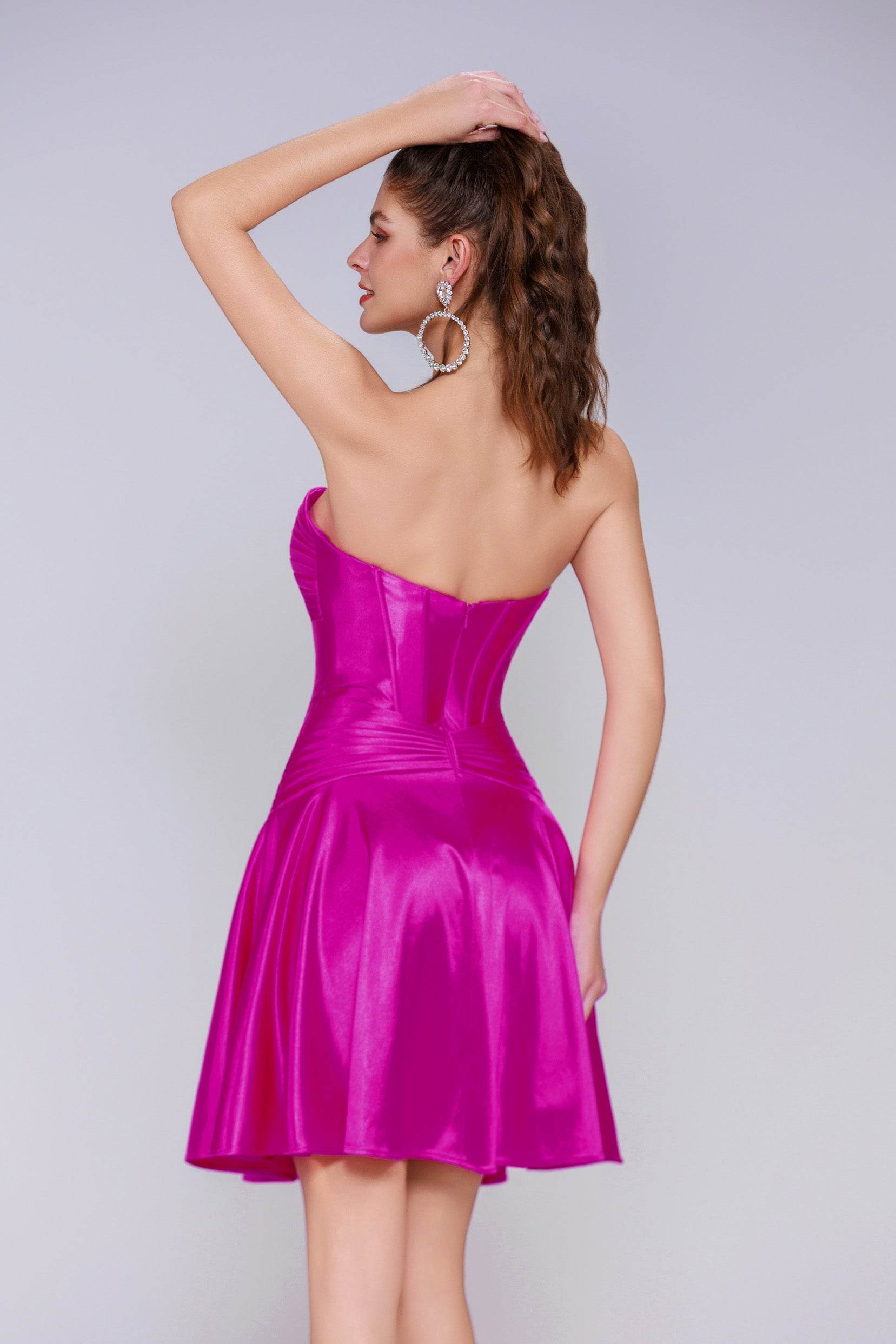 homecoming dresses strappy back Veaul 2026 Elegant Brown Satin Prom Dresses 2024 Ball Gown Off-The-Shoulder Short Sleeve Backless