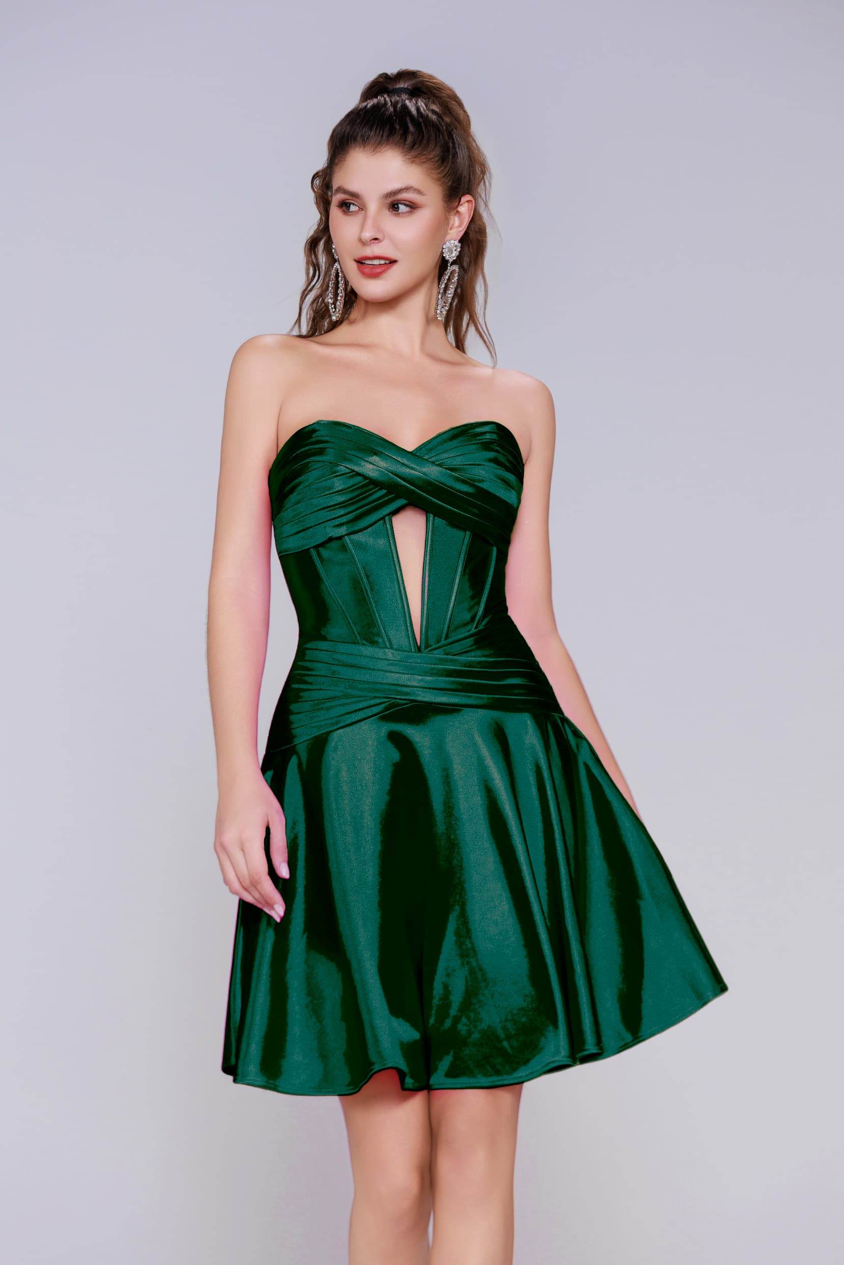 A-Line Mini Stretch Satin Homecoming Dress CS1035 - COCOMELODY