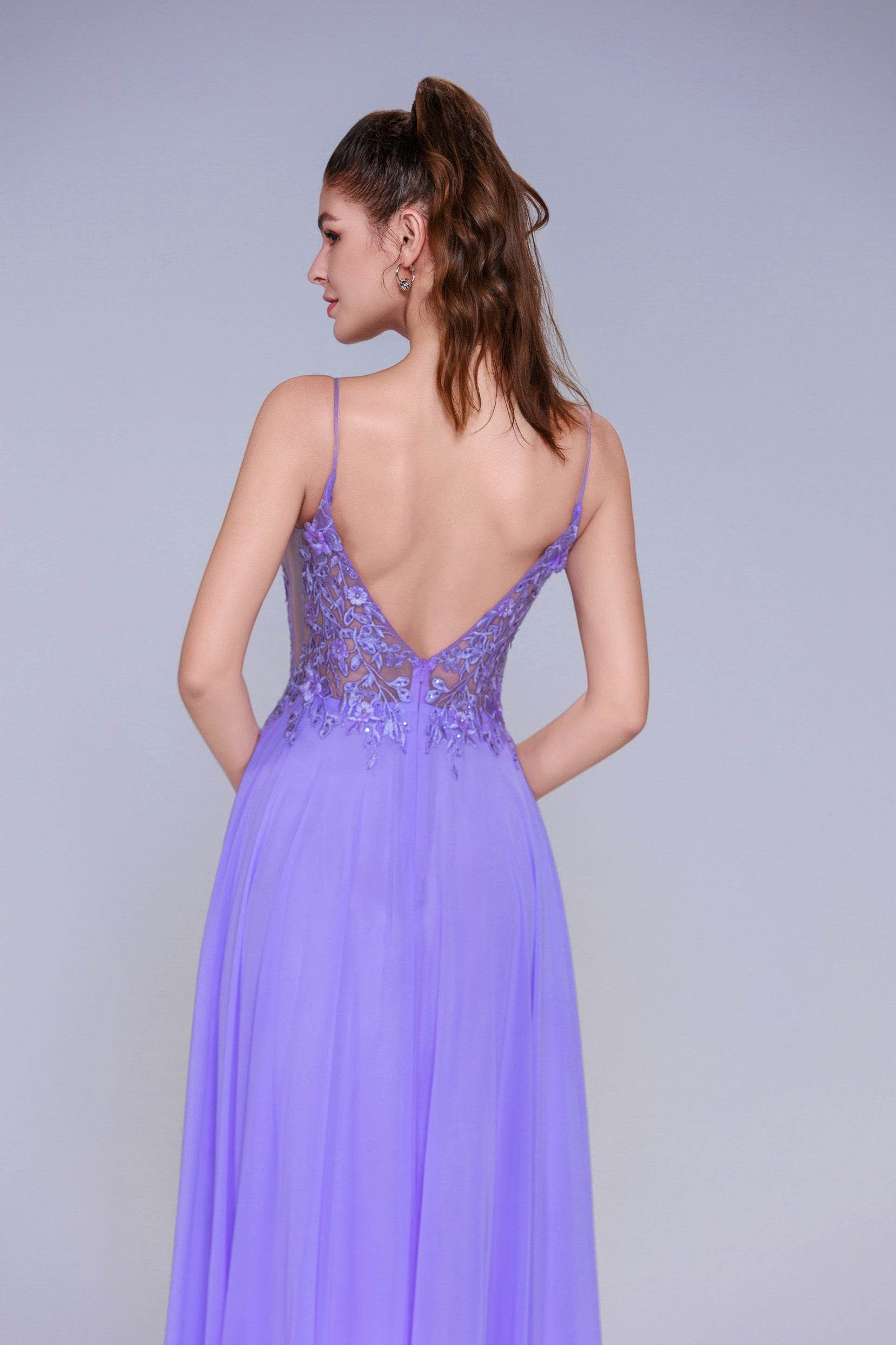 A-Line Maxi Chiffon Purple Prom Dresses COCOMELODY CS1043 A-Line Maxi Chiffon Purple Prom Dresses COCOMELODY CS1043