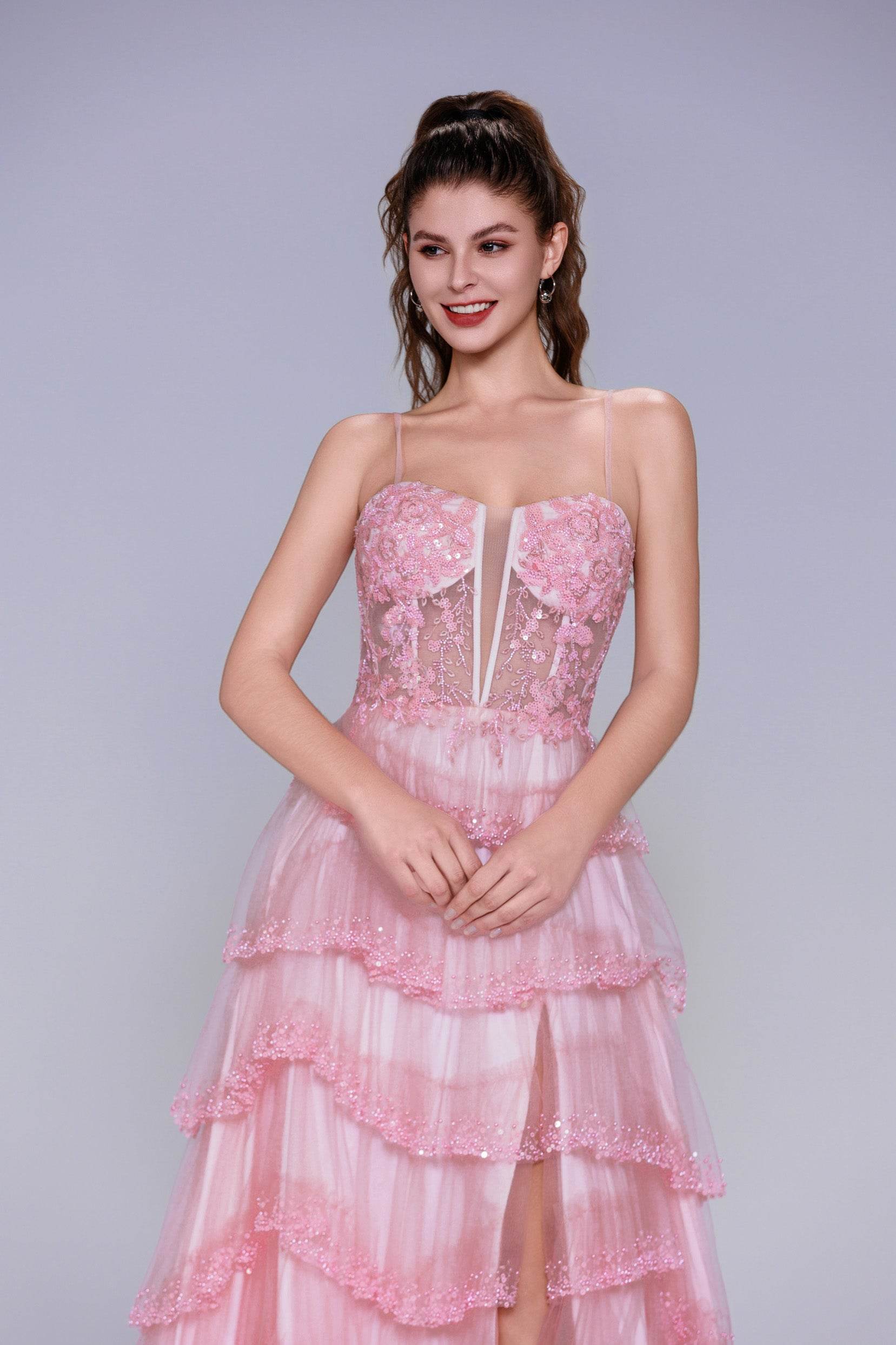 Ball Gown Sweep-Brush Train Tulle Princess Prom Dresses COCOMELODY CS1048 Ball Gown Sweep-Brush Train Tulle Princess Prom Dresses COCOMELODY CS1048