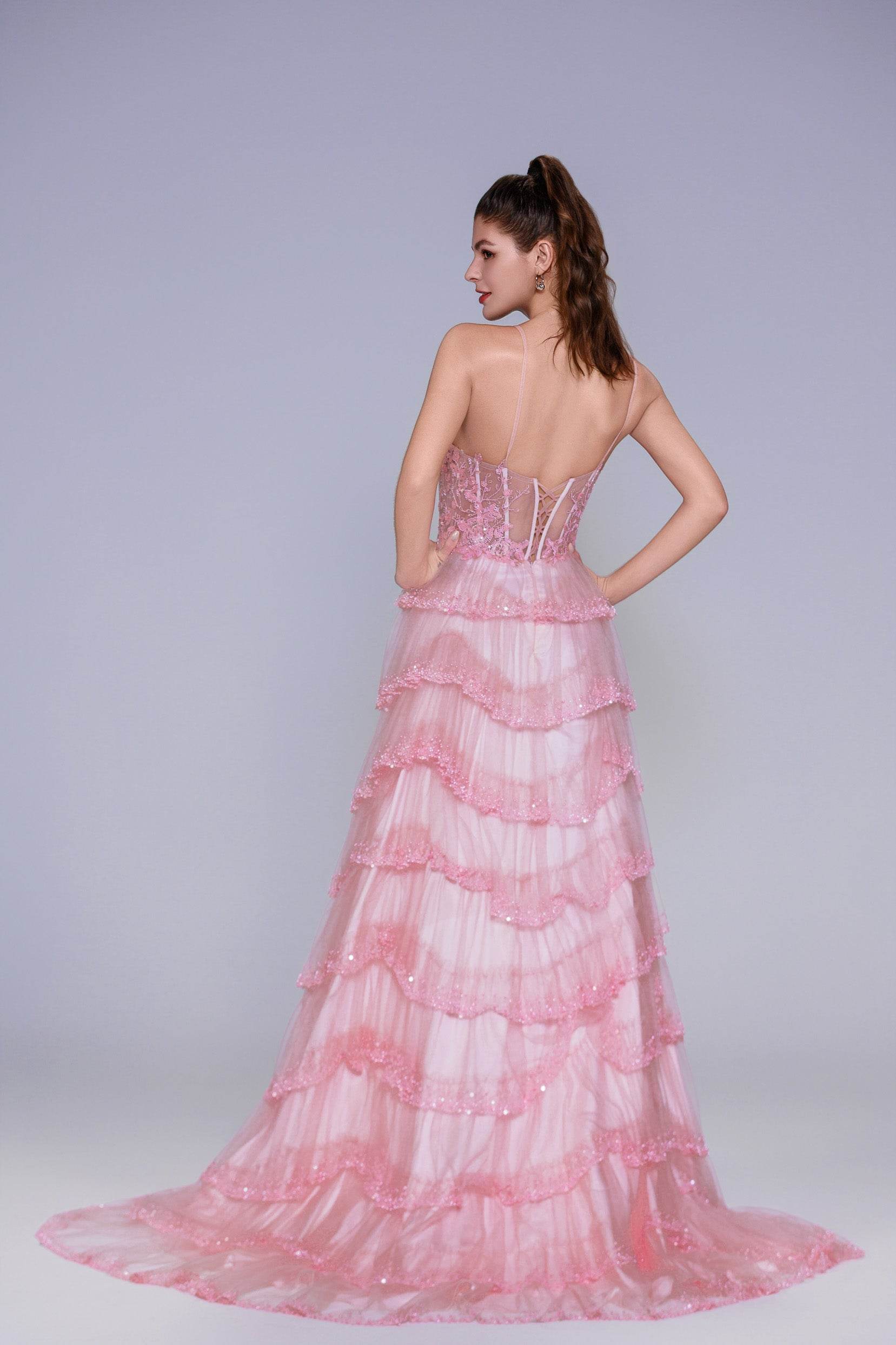 Ball Gown Sweep-Brush Train Tulle Princess Prom Dresses COCOMELODY CS1048 Ball Gown Sweep-Brush Train Tulle Princess Prom Dresses COCOMELODY CS1048