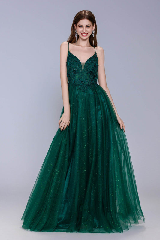 A-Line Maxi Tulle Prom Dress CS1060 - COCOMELODY