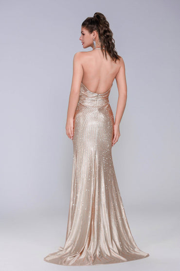 Sheath-Column Sweep-Brush Train Sequined Prom Dress CS1067 - COCOMELODY