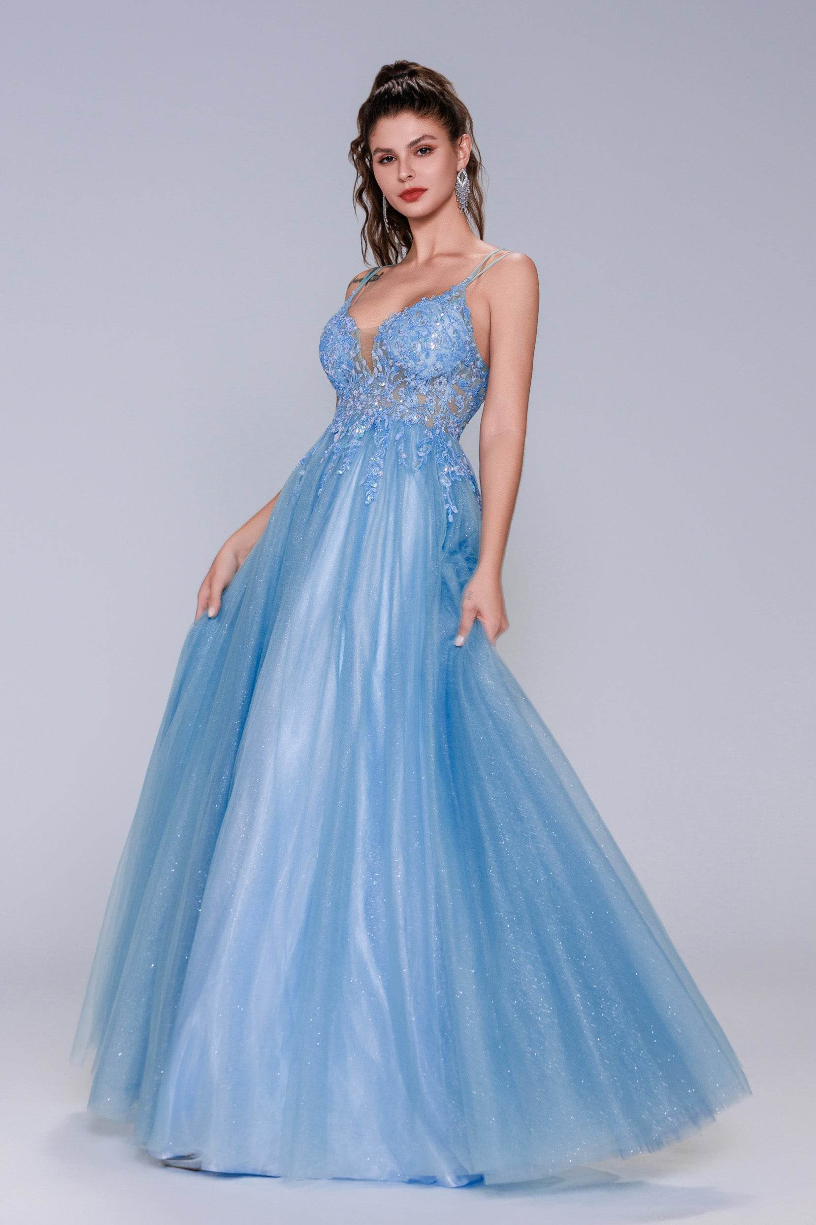 A-Line Maxi Tulle Prom Dress COCOMELODY CS1070 A-Line Maxi Tulle Prom Dress COCOMELODY CS1070
