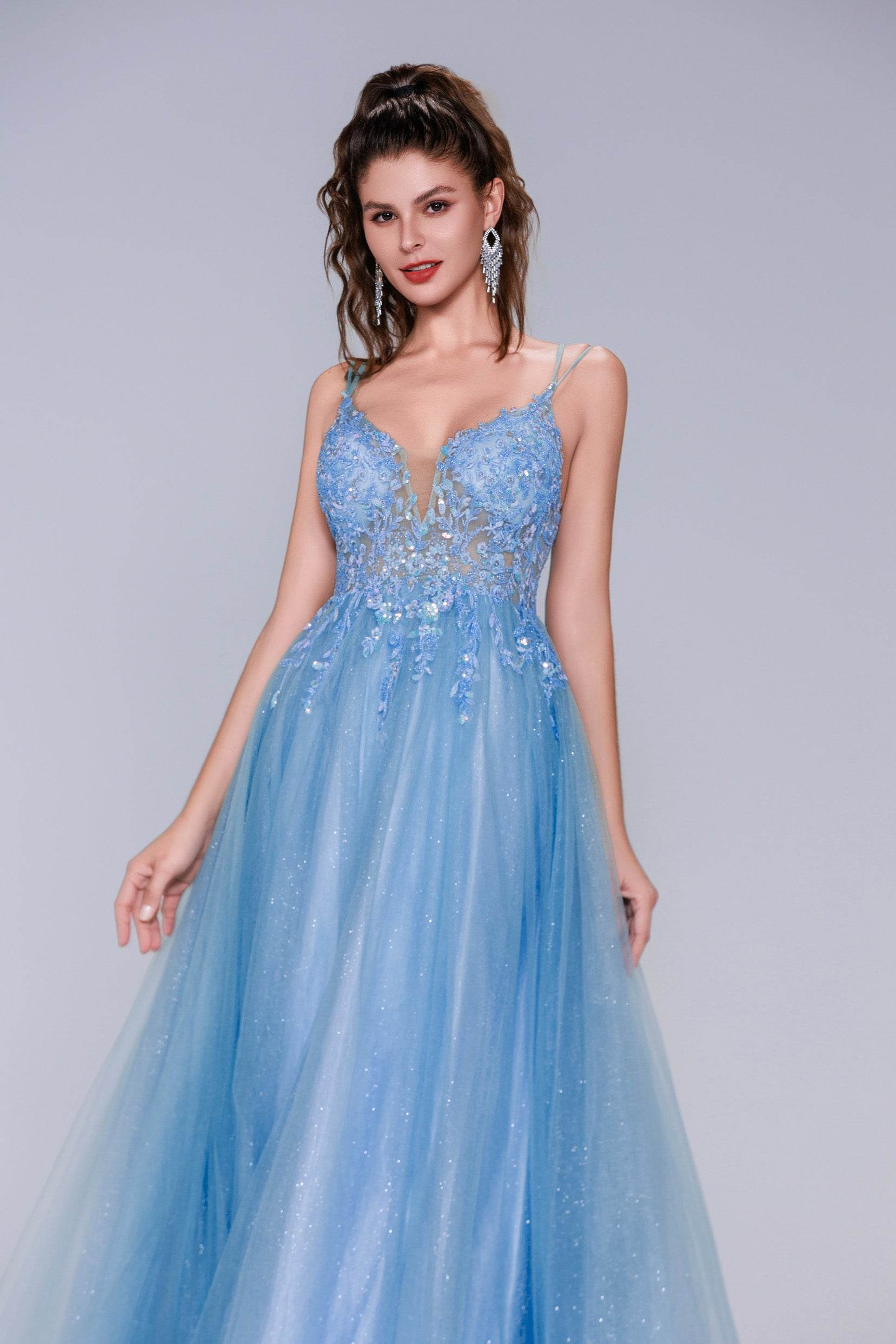 A-Line Maxi Tulle Prom Dress COCOMELODY CS1070 A-Line Maxi Tulle Prom Dress COCOMELODY CS1070