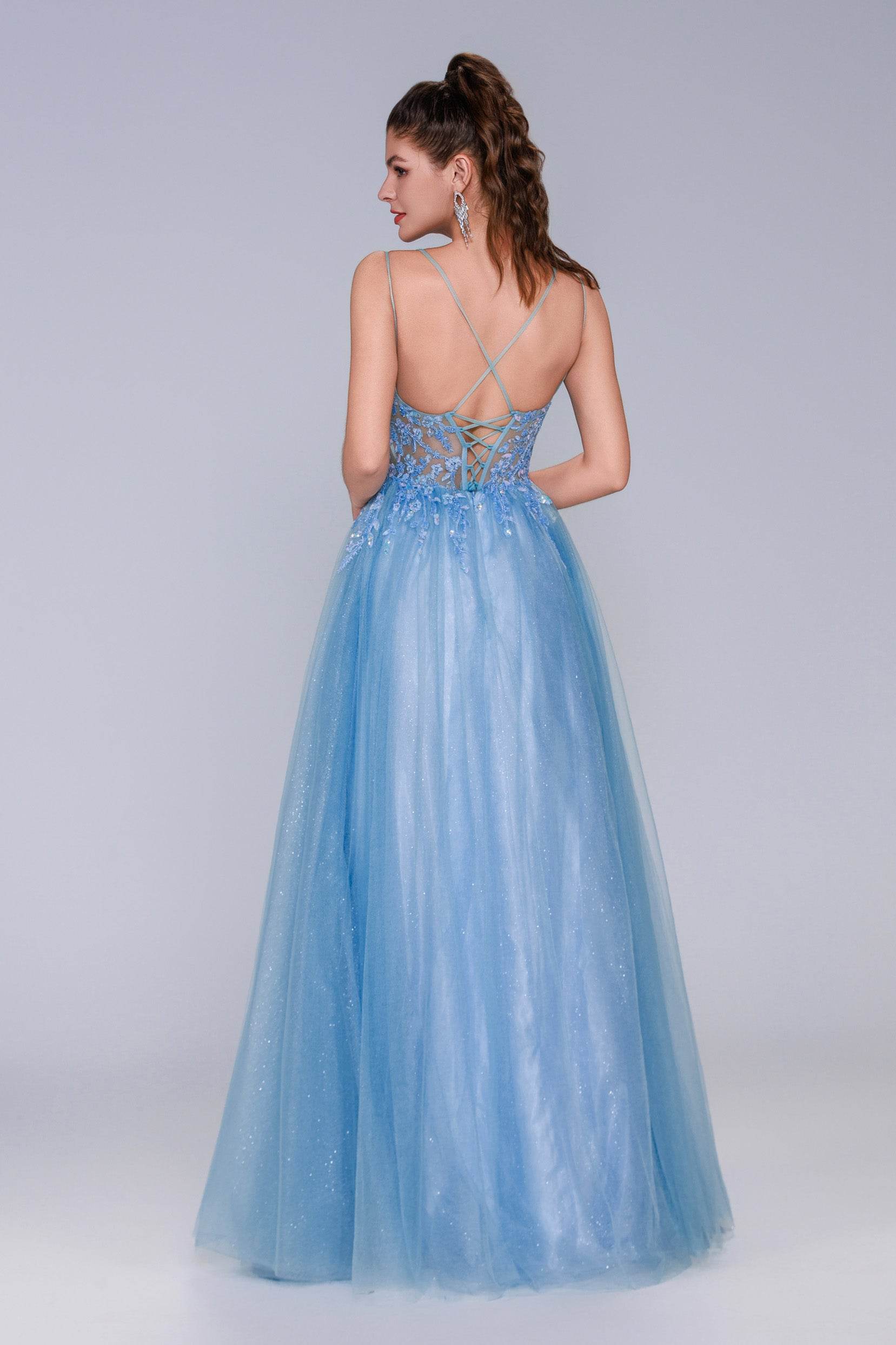 A-Line Maxi Tulle Prom Dress COCOMELODY CS1070 A-Line Maxi Tulle Prom Dress COCOMELODY CS1070