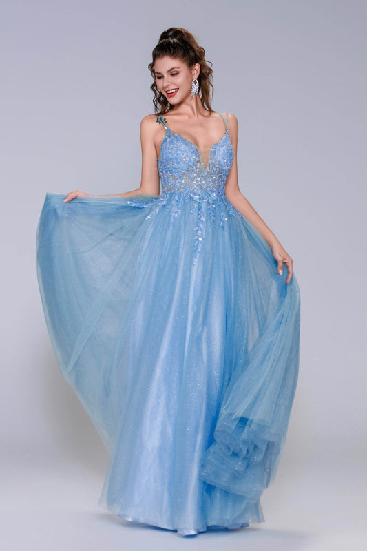 A-Line Maxi Tulle Prom Dress CS1070 - COCOMELODY