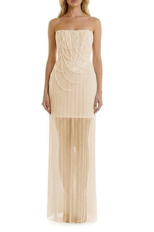 Sparkly Sheath-Column Short Pearls Wedding Guest Dress Lace-Up Corset Strapless Sequin Wedding Party Dress COCOMELODY CS1075, Champagne / Short Sparkly Sheath-Column Short Pearls Wedding Guest Dress Lace-Up Corset Strapless Sequin Wedding Party Dress COCOMELODY CS1075, Champagne / Short