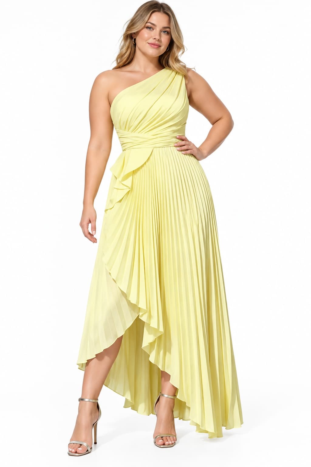 Asymmetrical Maxi Satin Dresses CS1076 - Yellow - COCOMELODY