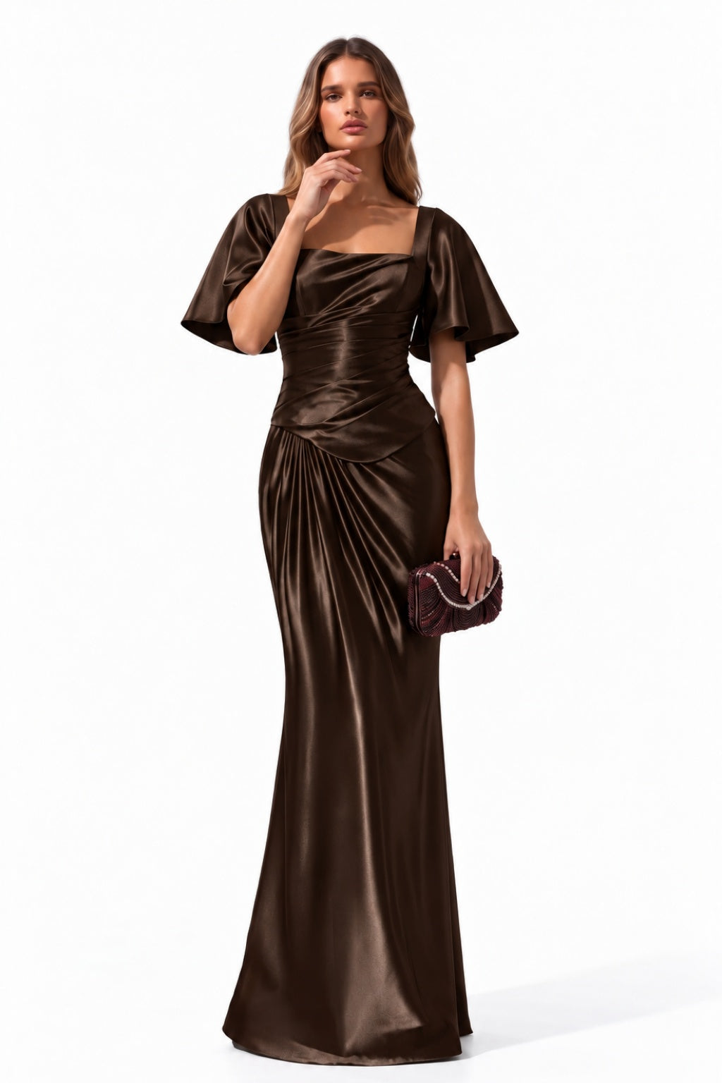Trumpet-Mermaid Floor Length Stretch Satin Special Occasion Dress CS1077 - Bitter Chocolate - COCOMELODY