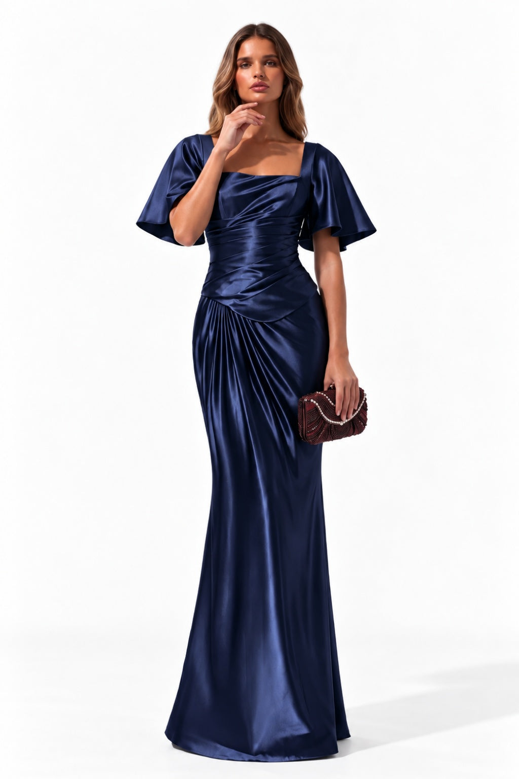 Trumpet-Mermaid Floor Length Stretch Satin Special Occasion Dress CS1077 - Dark Navy - COCOMELODY
