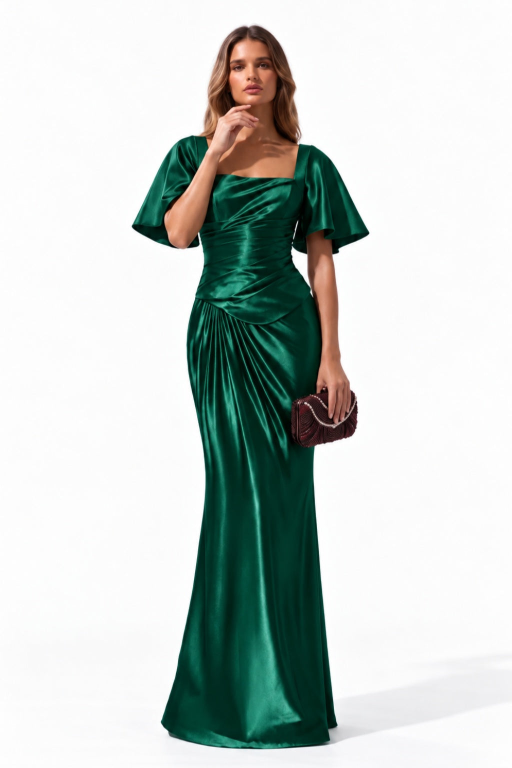 Trumpet-Mermaid Floor Length Stretch Satin Special Occasion Dress CS1077 - Hunter Green - COCOMELODY