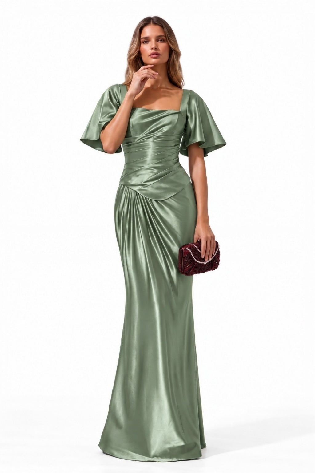 Trumpet-Mermaid Floor Length Stretch Satin Special Occasion Dress CS1077 - Olive Green - COCOMELODY