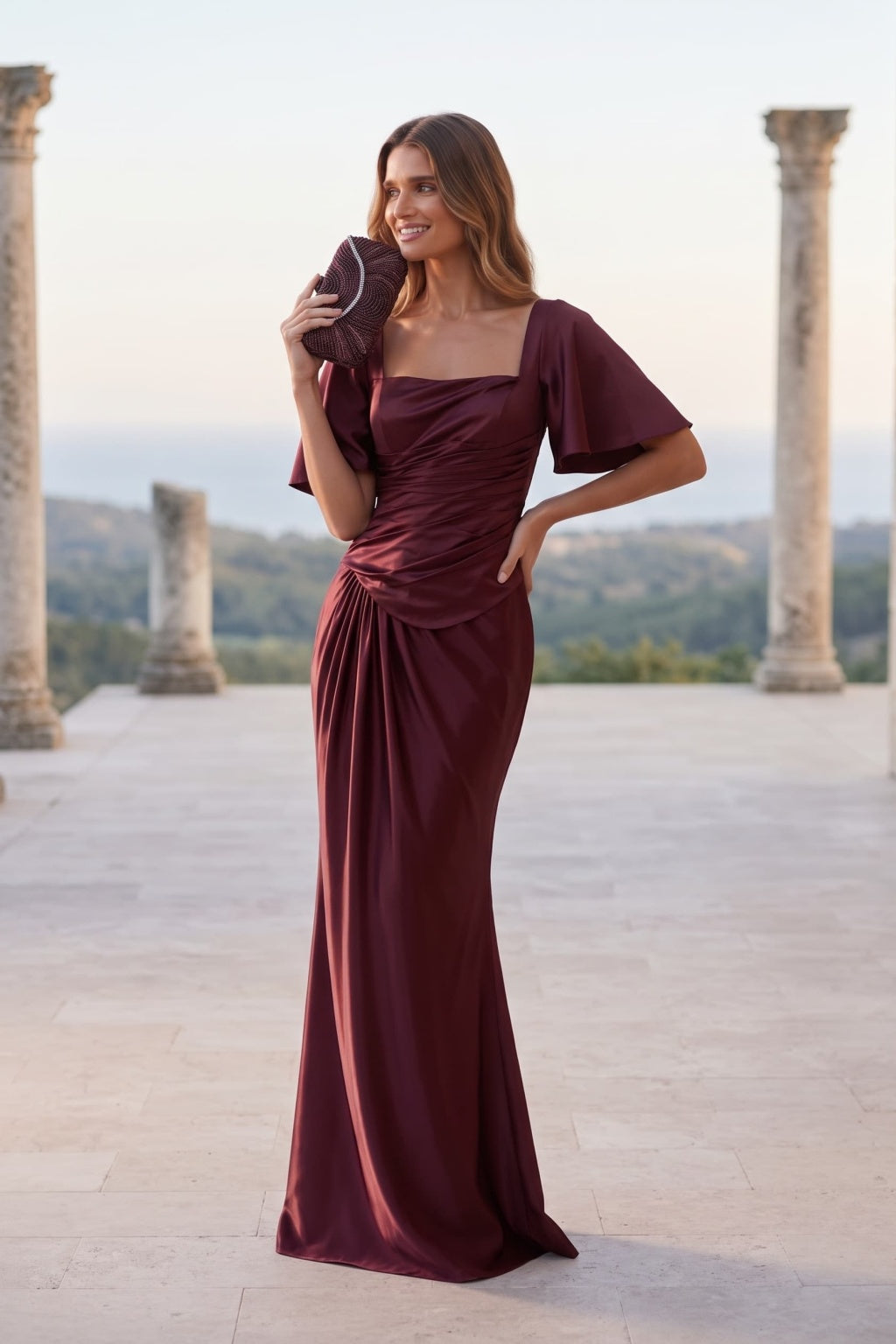 Trumpet-Mermaid Floor Length Stretch Satin Special Occasion Dress CS1077 - Wine - COCOMELODY