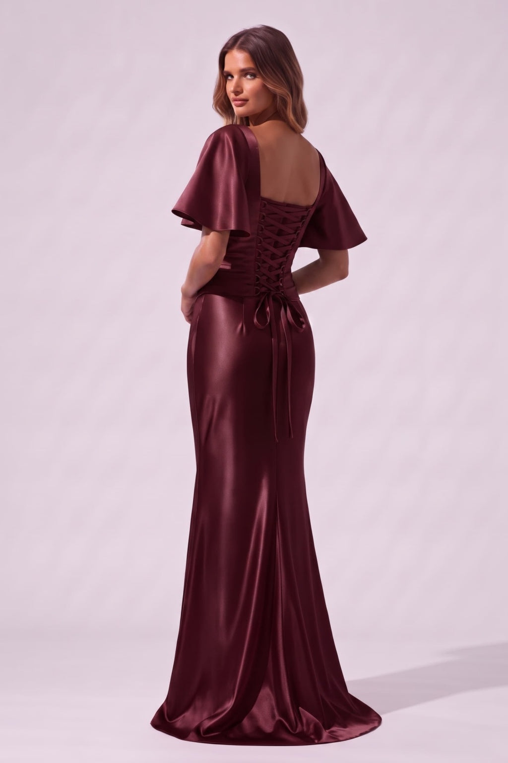 Trumpet-Mermaid Floor Length Stretch Satin Special Occasion Dress CS1077 - Wine - COCOMELODY